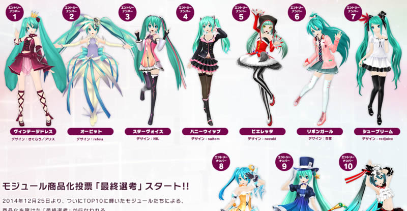 Final Voting For Next Real Action Heroes Hatsune Miku Project Diva Figure Begins Today Top 10 Designs Revealed Mikufan Com